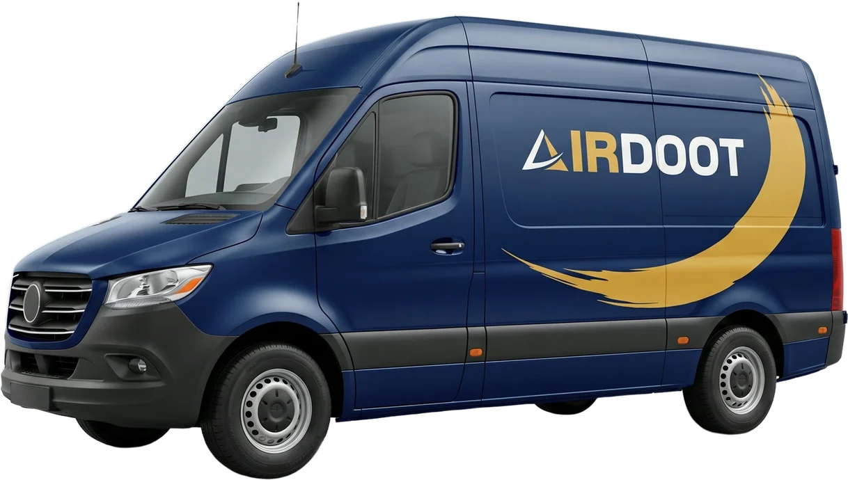 The navy AirDoot signature van with the gold swoosh
